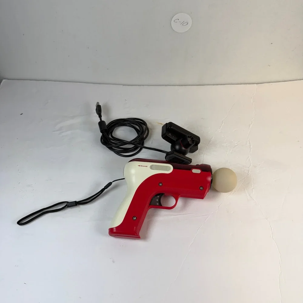 Sony PlayStation Move Shooting Attachment Red White & PS Eye Camera Bundle PS3